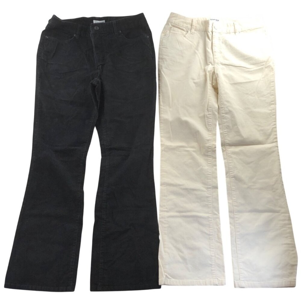 Two St. Johns Bay Women's Corduroy Pants Size 10 Lot of Two Black and White